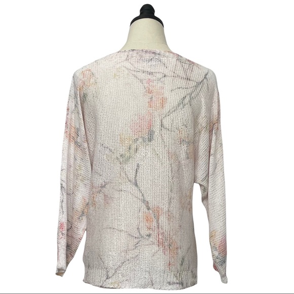 Sioni Boatneck Dolman Sleeve Floral Print Sweater Pale Pink Size Medium - Picture 6 of 14